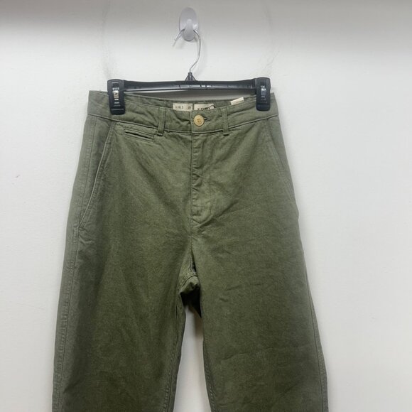 Girls Of Dust Olive Green High-Waisted straight leg Cotton Pants X-Small - Picture 6 of 11